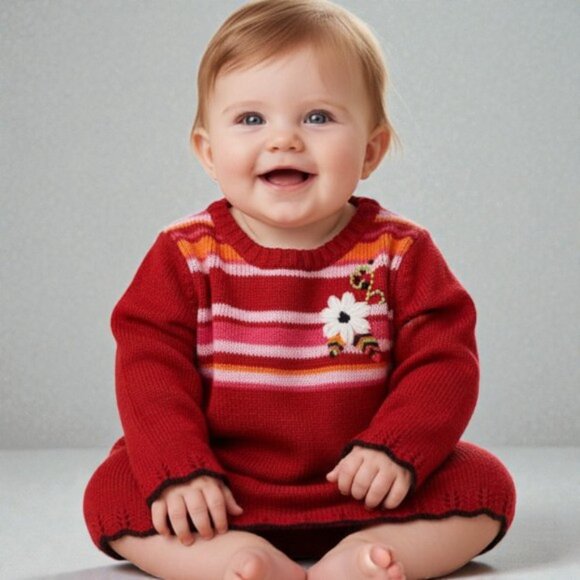 Please Mum Red Knit Stripe Sweater size 3-6 Months - Picture 1 of 11
